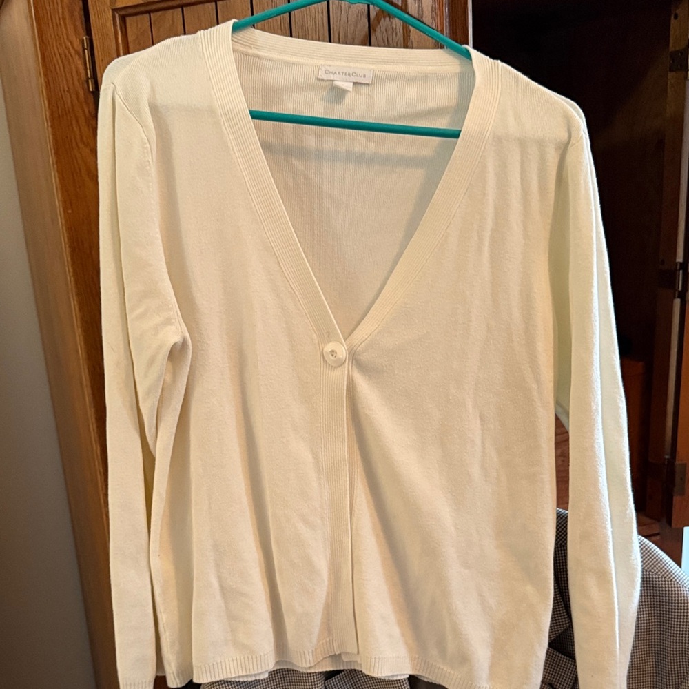 Charter Club Cream Button-Down Top